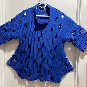 Tranparente Deconstructed Holes Lagenlook Hippie Dolman Cotton Grunge Sweater L